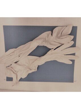 Vintage Dress Gloves Ladies White Long  Ruching Stretch Retro Regency Costuem